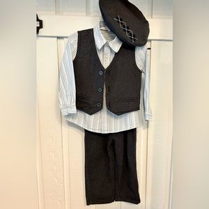 Dress pants, shirt, vest, and hat set